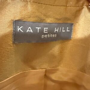 Kate Hill Petite 100% Silk Blazer in Camel Gold